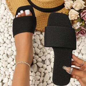 Women's square open toe flat sandals